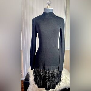 MICHAEL Michael Kors Black Long Sleeve Dress with Feather Detail